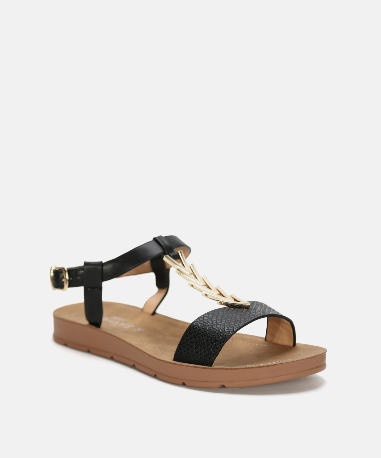 Sandalia plana pieza met&aacute;lica image number null